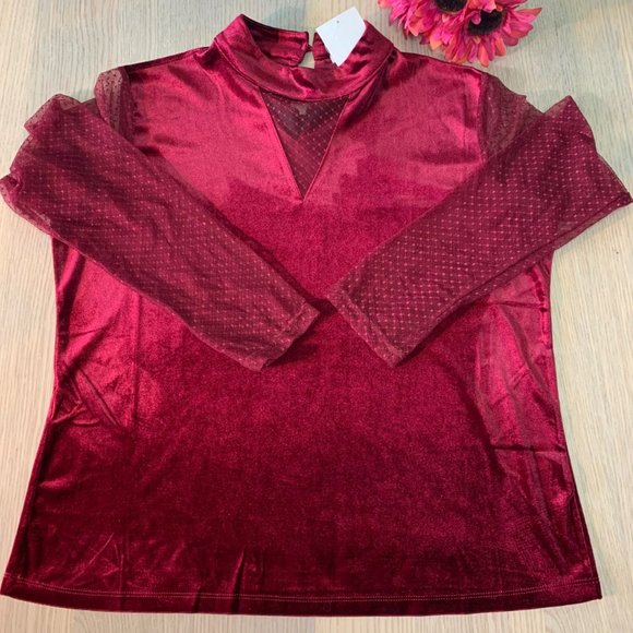 LIQUID - velvety and lace top (XL) - Picture 1 of 5
